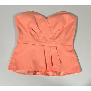 Pink Coral Orange Peplum Corset Bustier Sleeveless Top Shirt Blouse Size 4 🌷✨